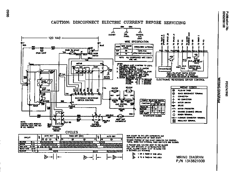 WIRING DIAGRAM Diagram and Parts List for FDG747RBS1  Frigidaire Dryer