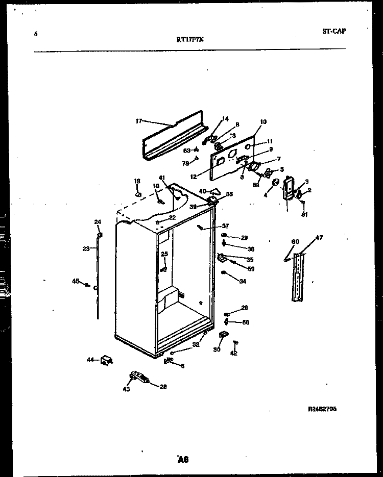 CABINET PARTS Diagram and Parts List for RT17F7YX4B  Gibson Refrigerator