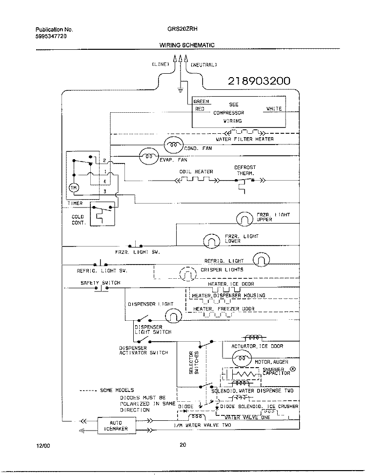 WIRING SCHEMATIC Diagram and Parts List for GRS20ZRHD8  Gibson Refrigerator