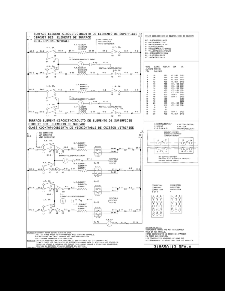Wiring Diagram Diagram and Parts List for FFED3015LBE  Frigidaire Range