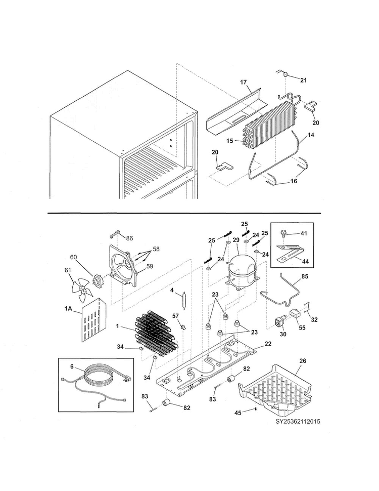 System Diagram and Parts List for LGHT2137NF4  Frigidaire Refrigerator