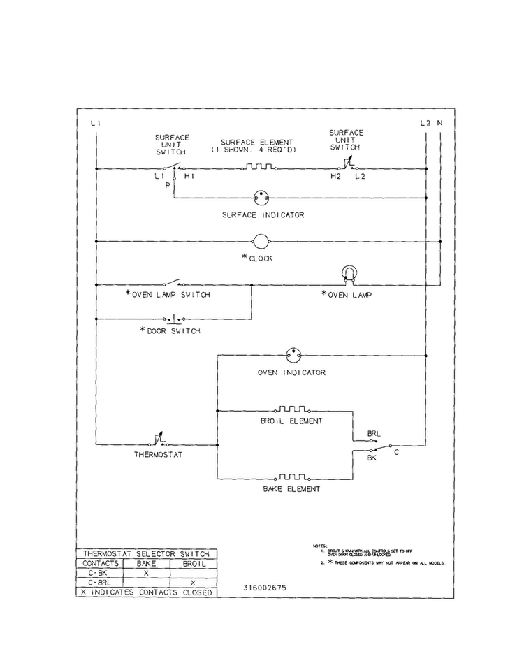Wiring Diagram Diagram and Parts List for FEF305PHTB  Frigidaire Range
