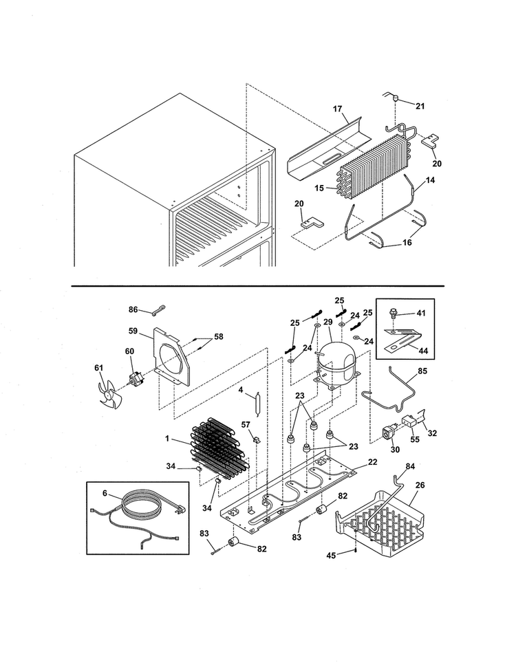 System Diagram and Parts List for FFHT1513PS0  Frigidaire Refrigerator