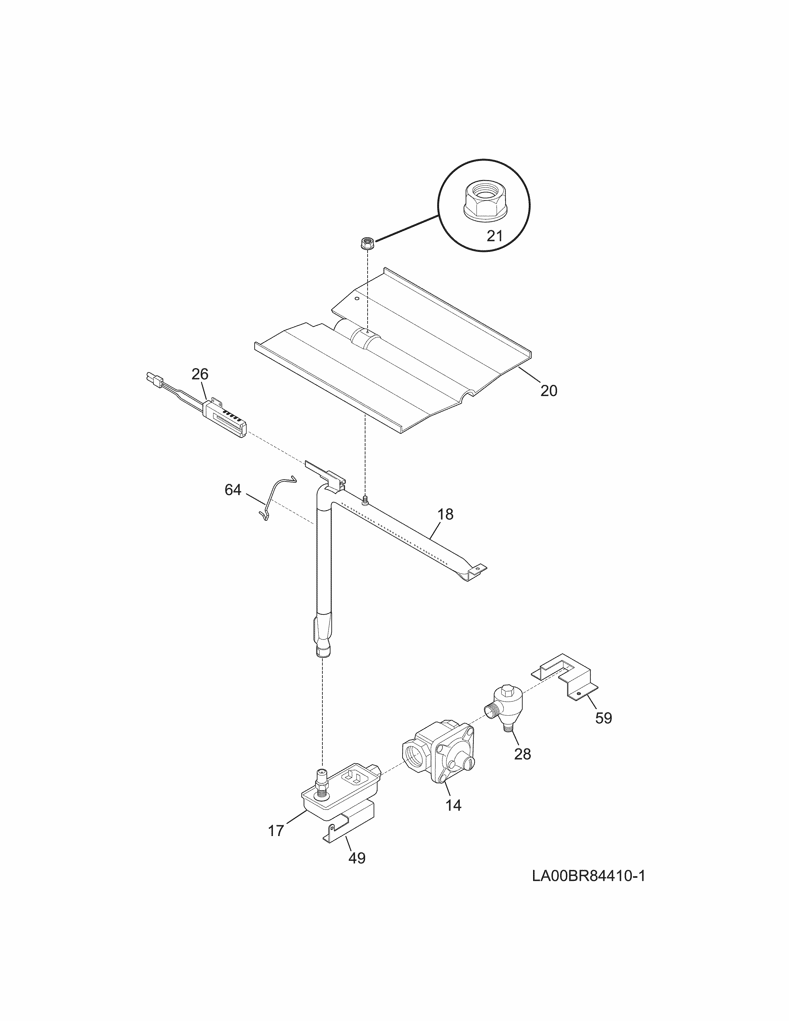 Burner Diagram and Parts List for 79045082510  Kenmore Wall Oven