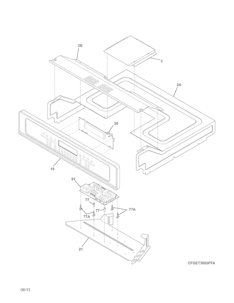 Control Panel Diagram and Parts List for FGET3065PFA  Frigidaire Wall Oven
