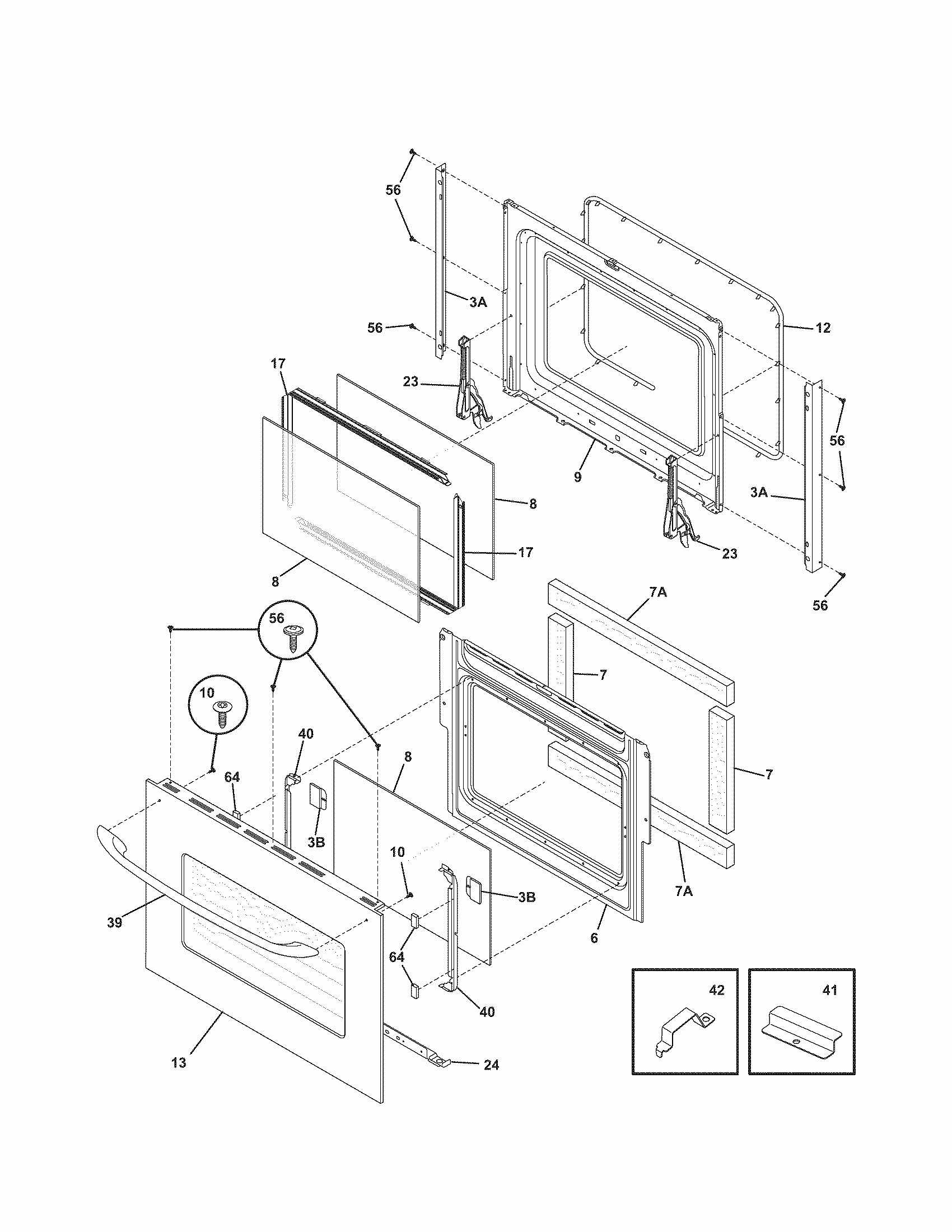 Doors Diagram and Parts List for 79047763406  Kenmore Wall Oven