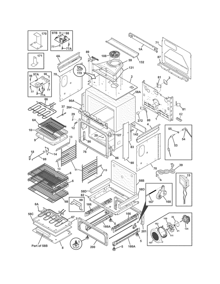 Body Diagram and Parts List for EW30IS6CJSC  Electrolux Range