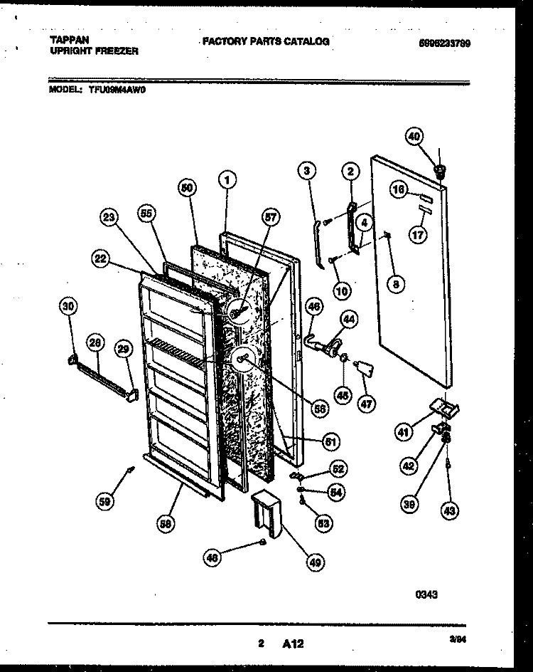 DOOR PARTS Diagram and Parts List for TFU09M4AW0  Tappan Freezer