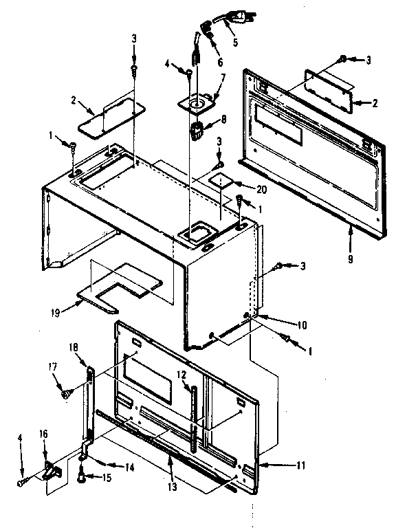 Cabinet Parts Diagram and Parts List for 5648765380  Kenmore Microwave