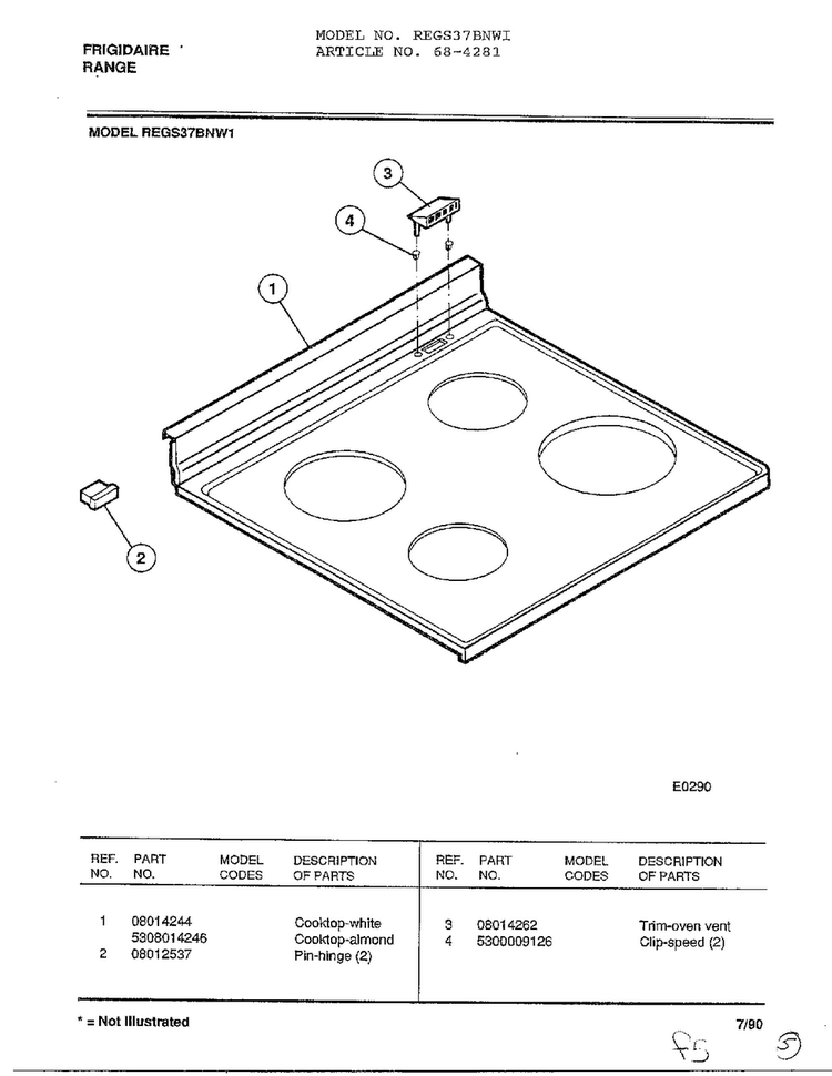 Frigidaire Range Page 5 Diagram and Parts List for 4281  Frigidaire Range