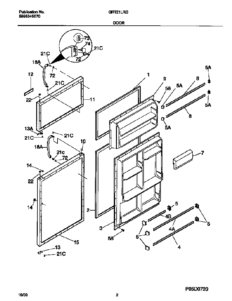 Door Diagram and Parts List for GRT21LRGD2  Gibson Refrigerator