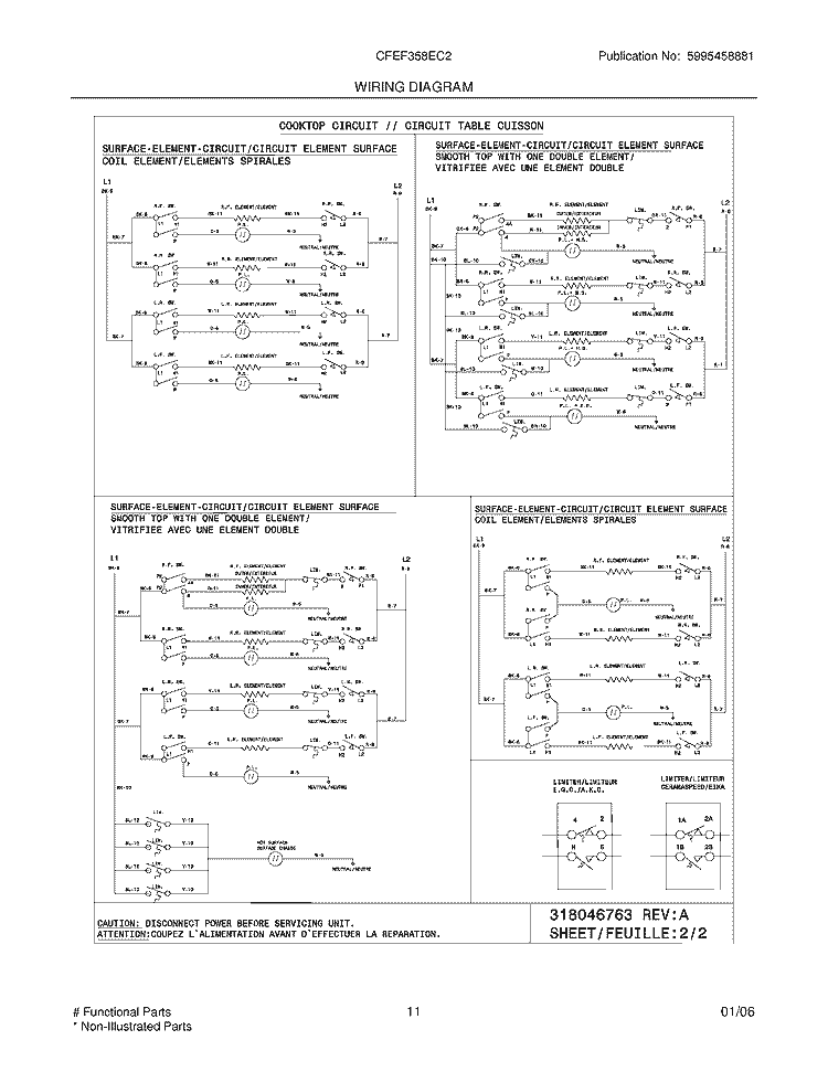 WIRING DIAGRAM Diagram and Parts List for CFEF358EC2  Frigidaire Range