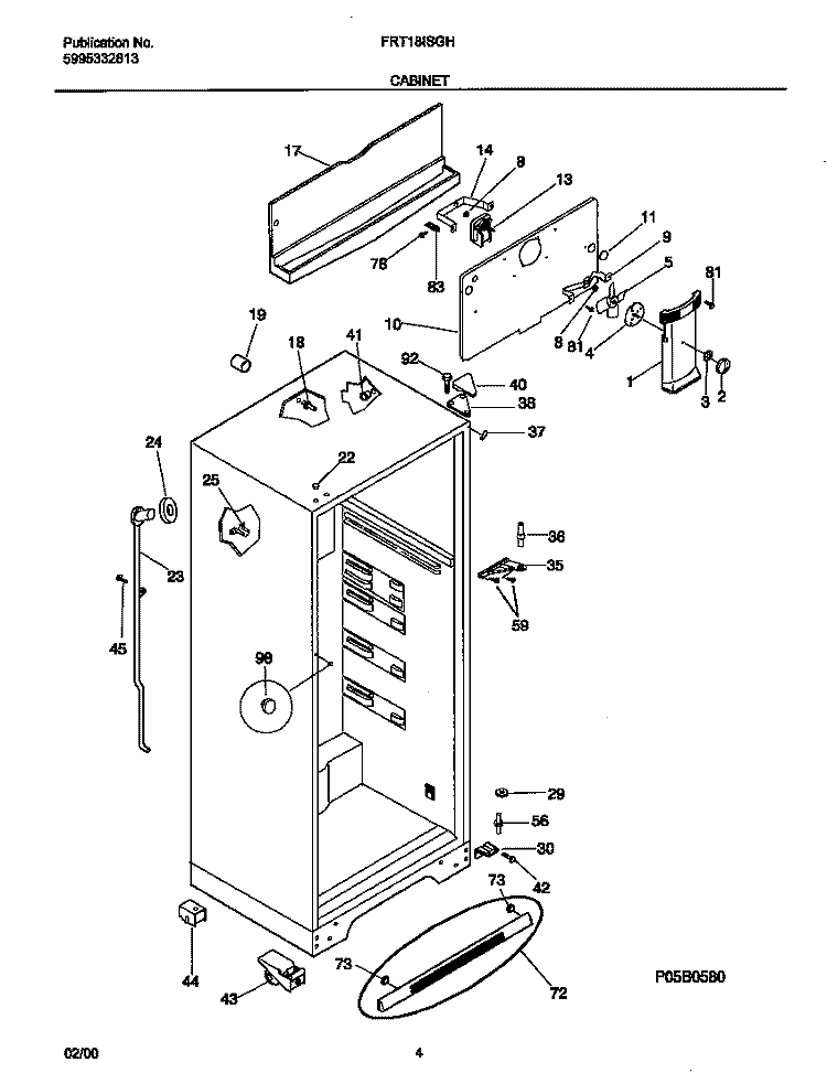 CABINET Diagram and Parts List for FRT18ISGHD0  Frigidaire Refrigerator