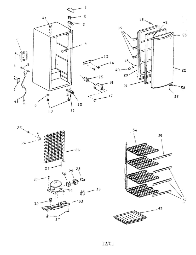 Compact Refrigerator Diagram and Parts List for 56429701990  Kenmore Refrigerator