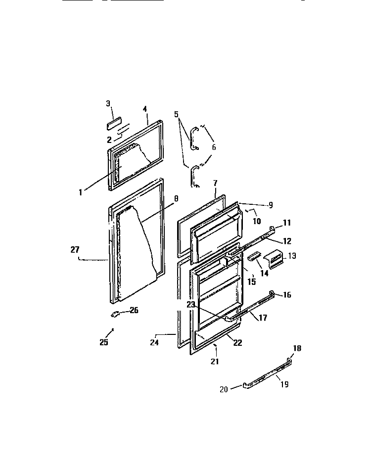 DOOR Diagram and Parts List for TSK210ANOD  Kelvinator Refrigerator