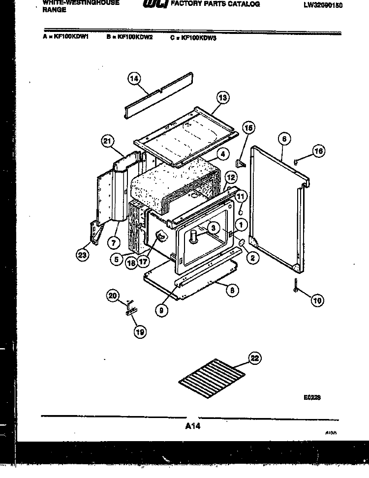 BODY PARTS Diagram and Parts List for KF100KDH3  Frigidaire Range