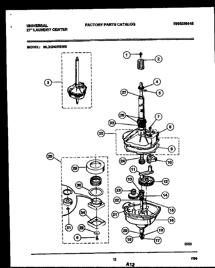 TRANSMISSION PARTS Diagram and Parts List for MLXG42RBD0  Kelvinator Washer Dryer Combo