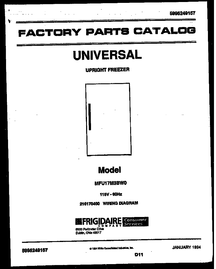 COVER Diagram and Parts List for MFU17M3BW0  Uni Freezer