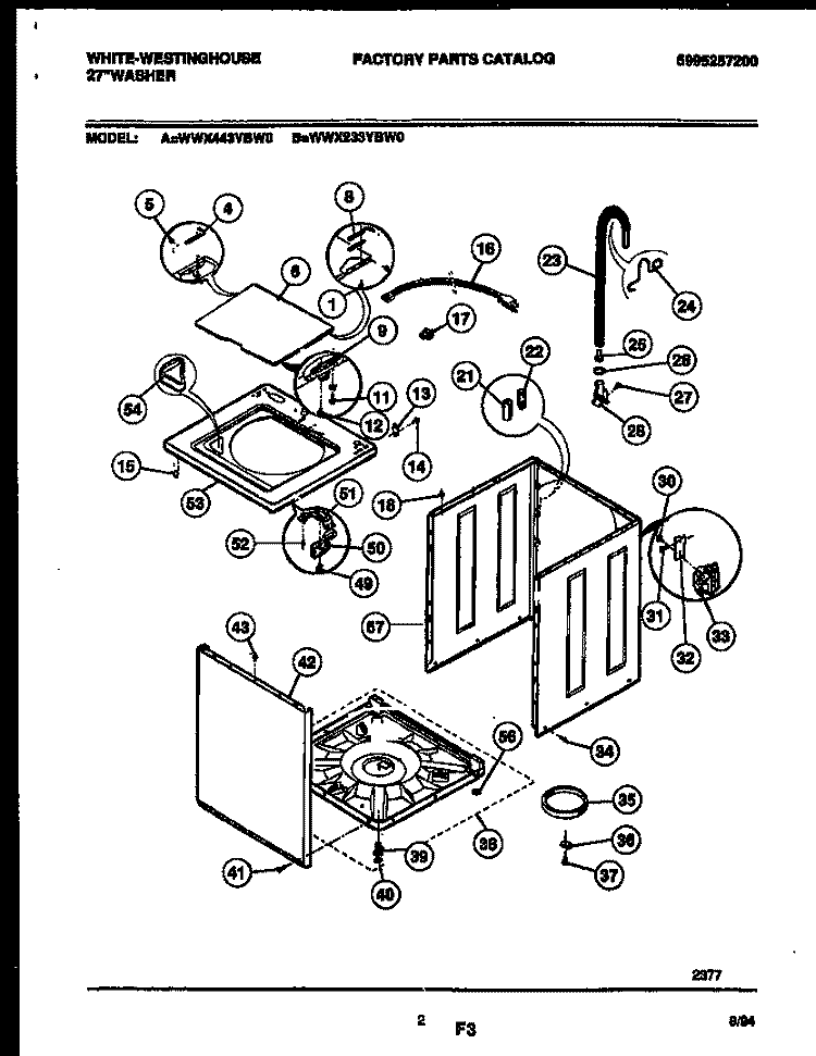 CABINET PARTS Diagram and Parts List for WWX233YBD0  Frigidaire Washer