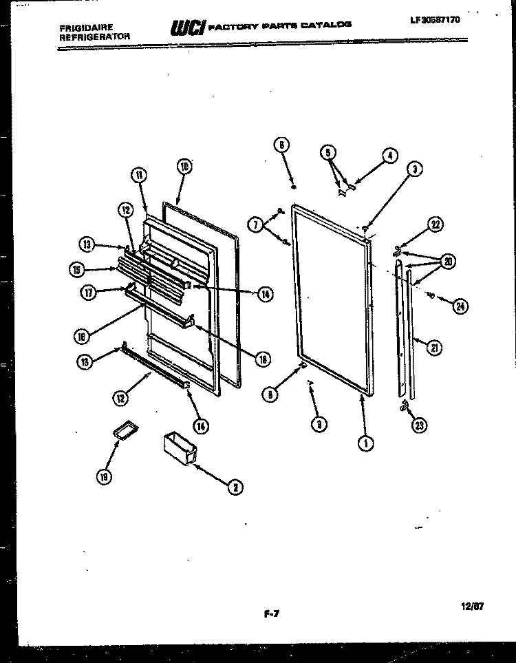 DOOR PARTS Diagram and Parts List for FPIM18MF5  Frigidaire Refrigerator