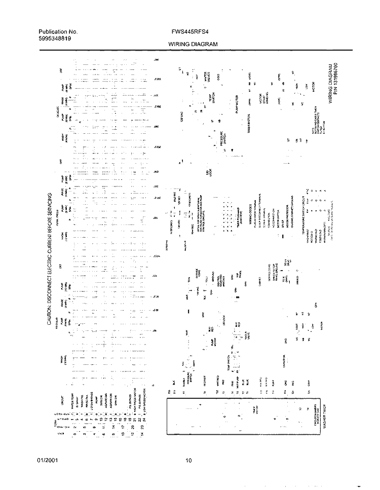 131986700 WIRING DIAGRAM Diagram and Parts List for FWS445RFS4  Frigidaire Washer