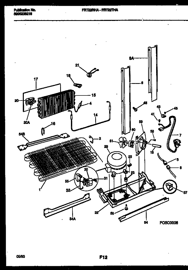 SYSTEM AND AUTOMATIC DEFROST PARTS Diagram and Parts List for FRT22RHAY0  Frigidaire Refrigerator
