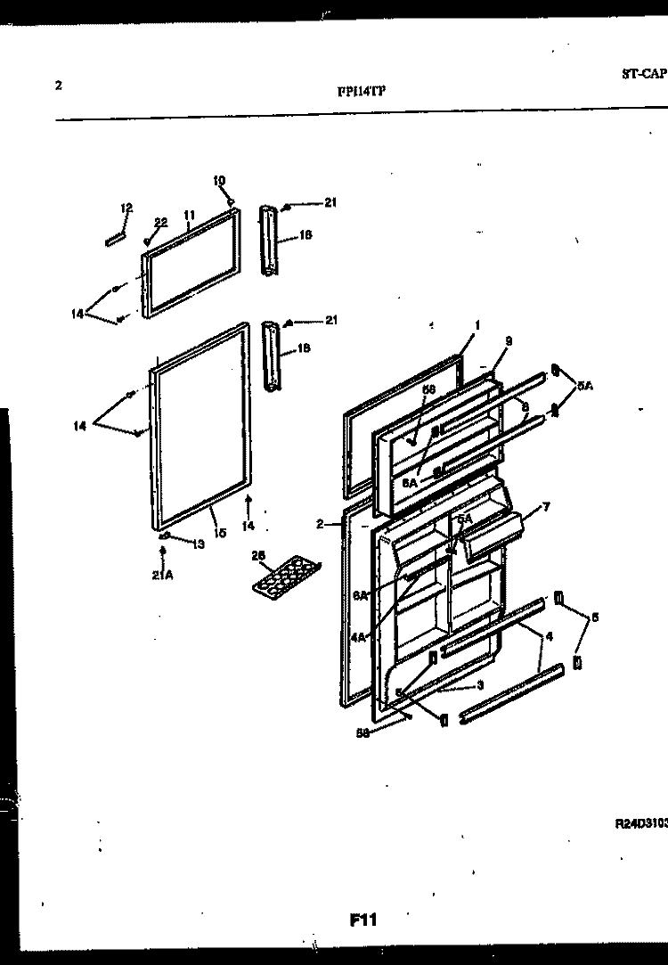 DOOR PARTS Diagram and Parts List for FPI14TPW1  Frigidaire Refrigerator