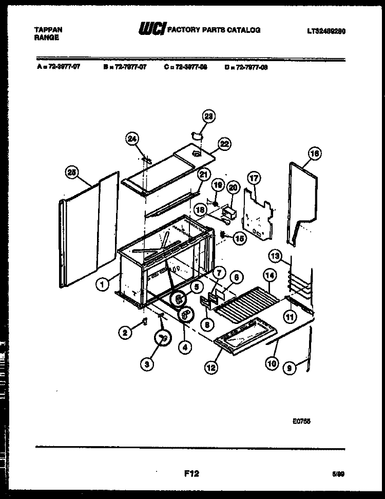 UPPER BODY PARTS Diagram and Parts List for 72-3977-00-08  Tappan Range