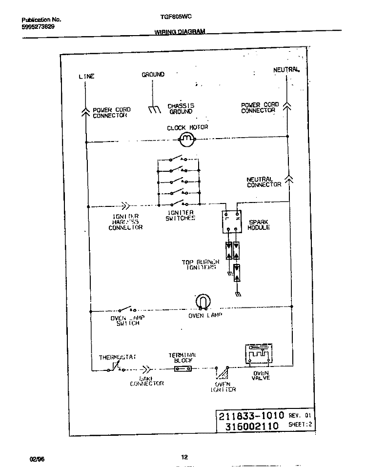 WIRING DIAGRAM Diagram and Parts List for TGF605WCDA  Tappan Range