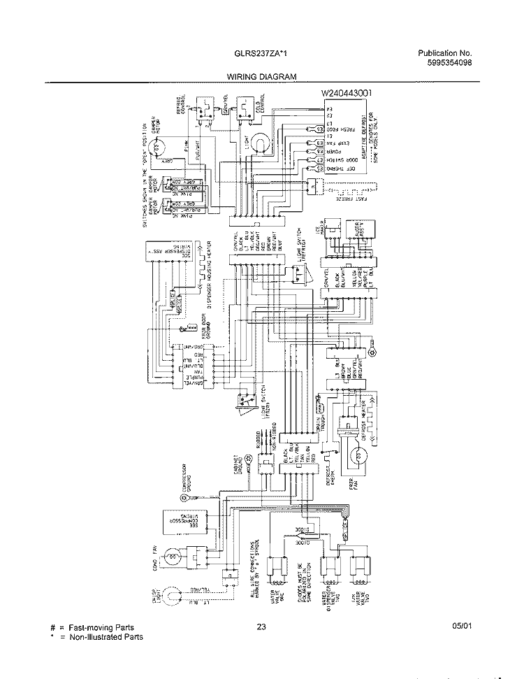 WIRING DIAGRAM Diagram and Parts List for GLRS237ZAB0  Frigidaire Refrigerator