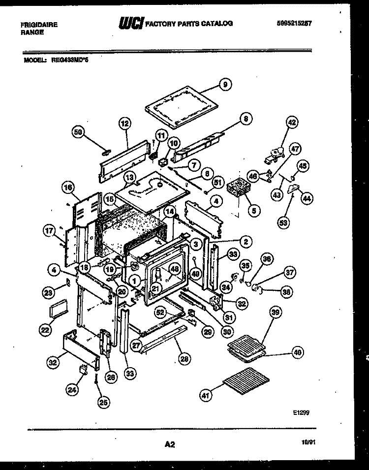 BODY PARTS Diagram and Parts List for REG433MDW5  Frigidaire Range