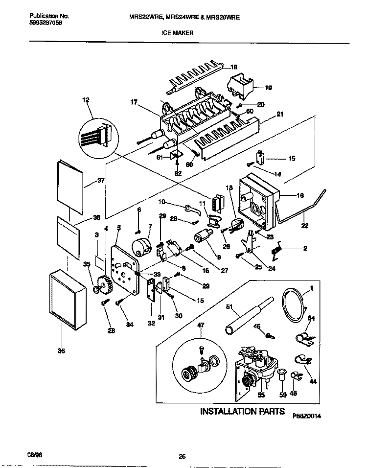 ICE MAKER Diagram and Parts List for MRS24WRED1  Frigidaire Refrigerator