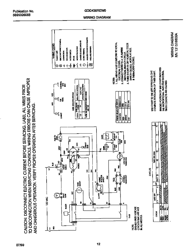 131518800 WIRING DIAGRAM Diagram and Parts List for GDG436REW0  Gibson Dryer