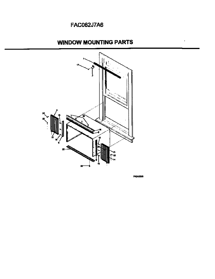 WINDOW MOUNTING PARTS Diagram and Parts List for FAC082J7A6  Frigidaire Air Conditioner