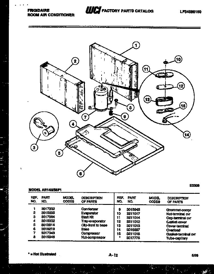 SYSTEM PARTS Diagram and Parts List for AR14MS8F1  Frigidaire Air Conditioner