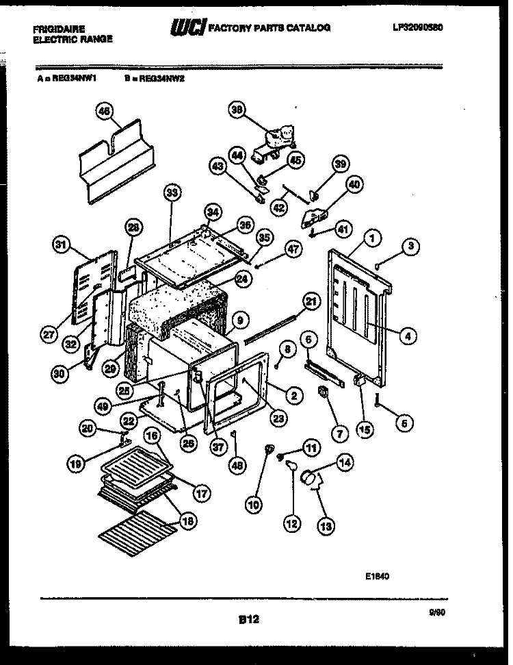 BODY PARTS Diagram and Parts List for REG34NW1  Frigidaire Range