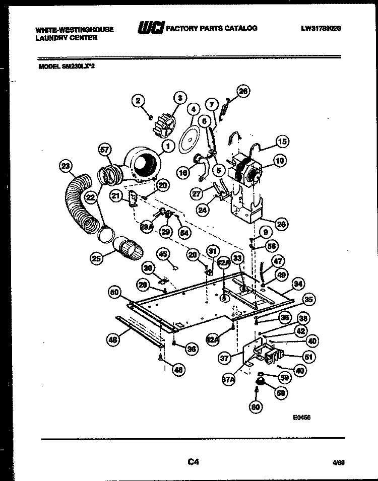 DRYER MOTOR, BLOWER AND BELT Diagram and Parts List for SM230LXW2  Frigidaire Washer