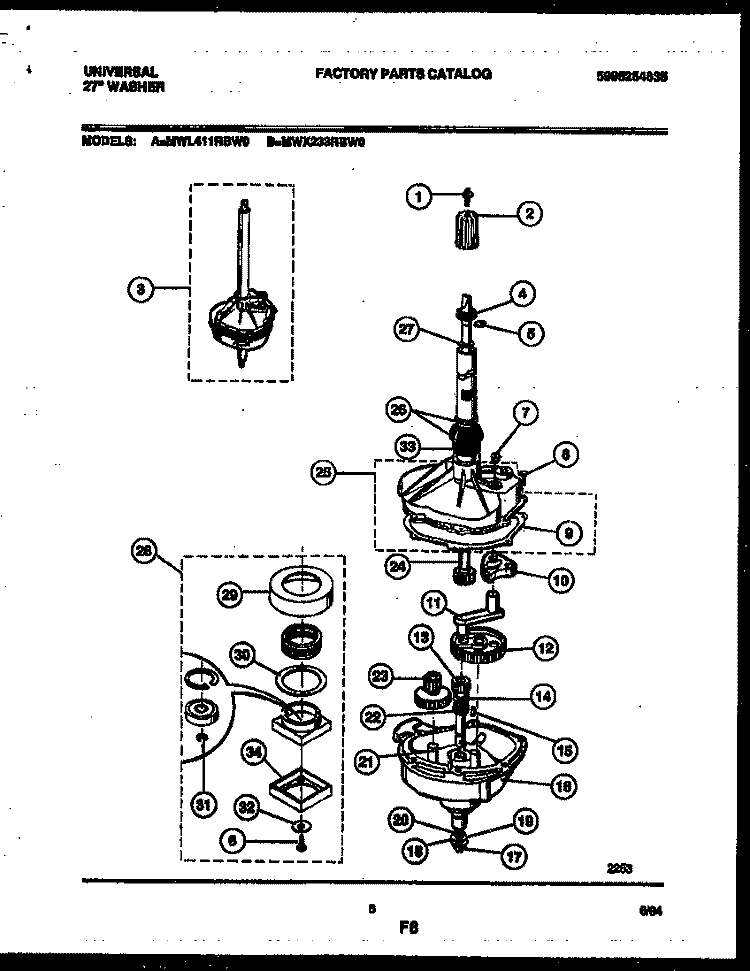TRANSMISSION PARTS Diagram and Parts List for MWL411RBWD0  Gibson Washer