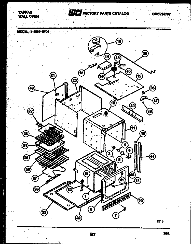 BODY PARTS Diagram and Parts List for 11-4969-00-04  Tappan Wall Oven