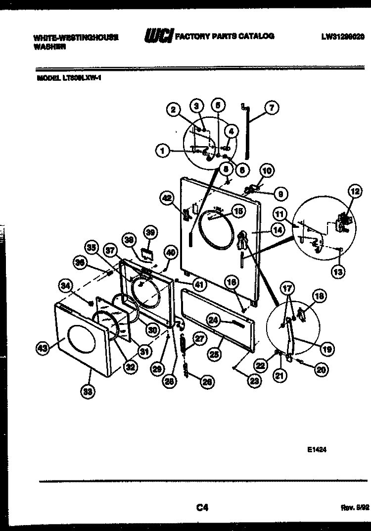 DOOR PARTS Diagram and Parts List for LT800LXH1  Frigidaire Washer