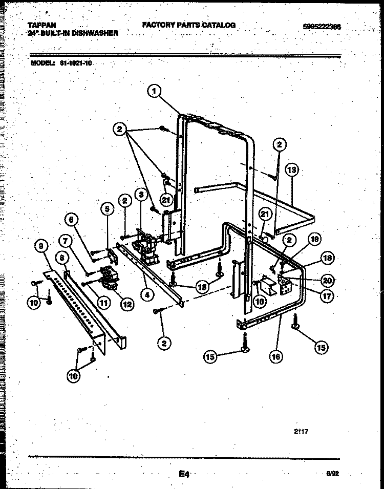 POWER DRY AND MOTOR PARTS Diagram and Parts List for 61-1021-10-00  Tappan Dishwasher