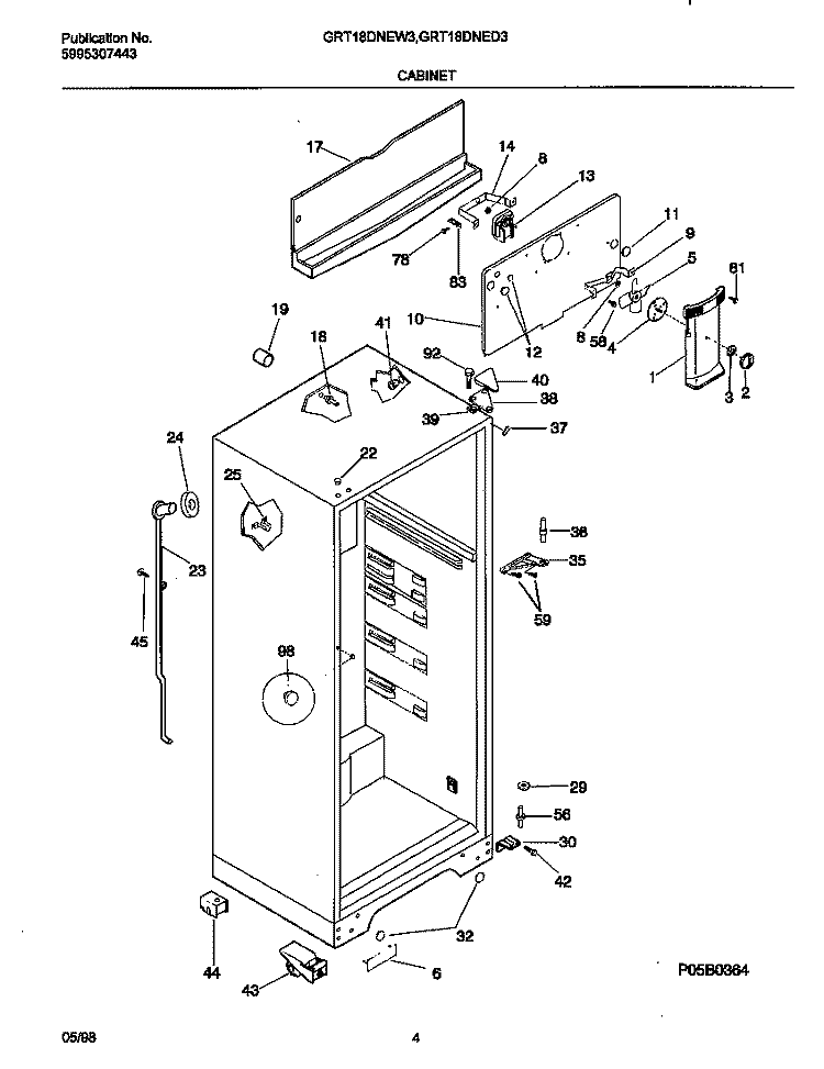 CABINET Diagram and Parts List for GRT18DNED3  Gibson Refrigerator