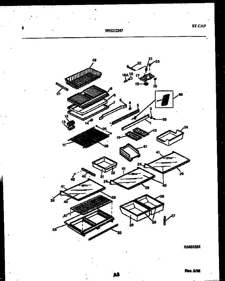 SHELVES AND SUPPORTS Diagram and Parts List for 95-2191-32-00  Tappan Refrigerator