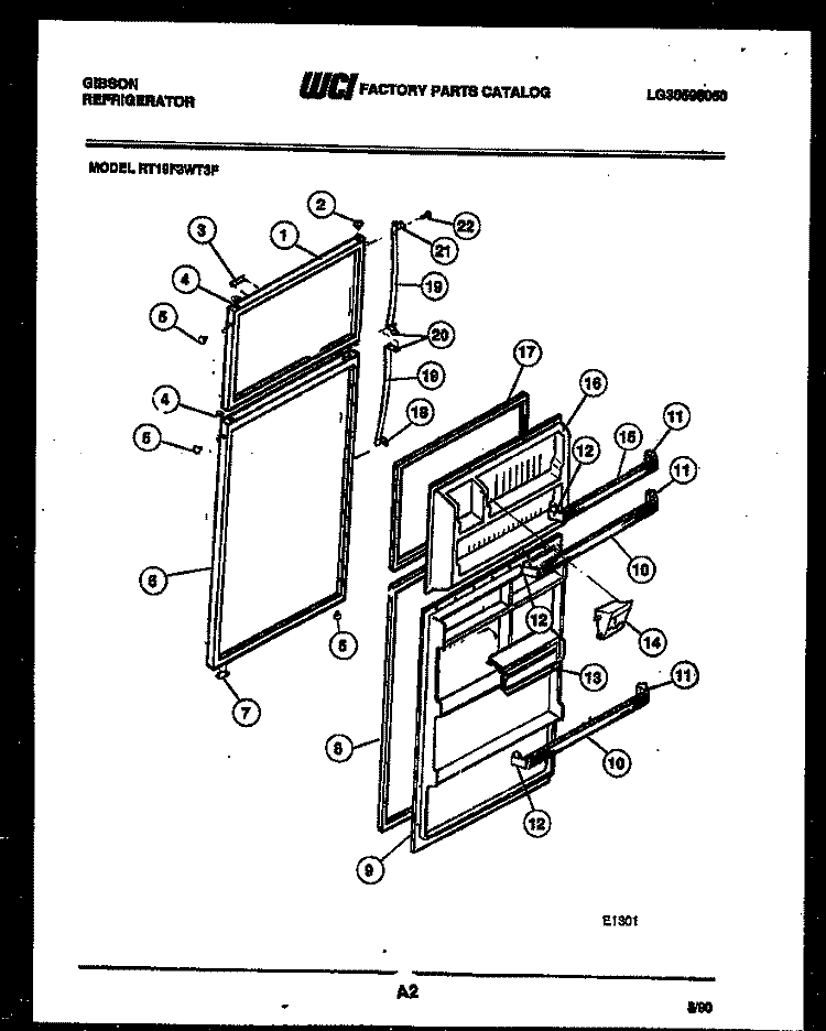 DOOR PARTS Diagram and Parts List for RT19F3WT3F  Gibson Refrigerator