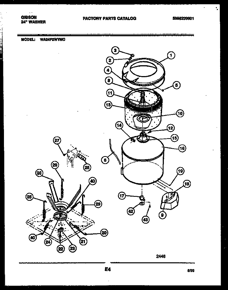 TUB DETAIL Diagram and Parts List for WA24P2WYMC  Gibson Washer