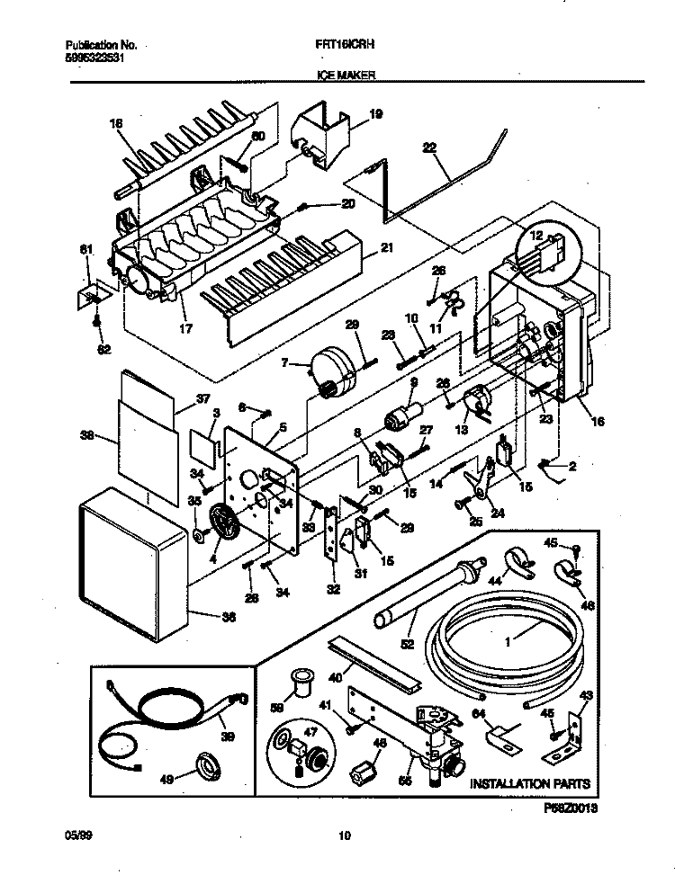 ICE MAKER Diagram and Parts List for FRT16ICRHY1  Frigidaire Refrigerator