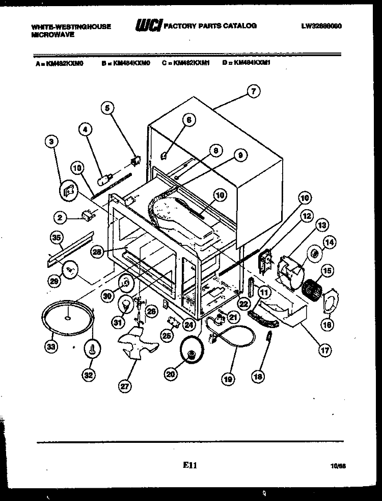 BODY PARTS Diagram and Parts List for KM484KXM0  Frigidaire Microwave