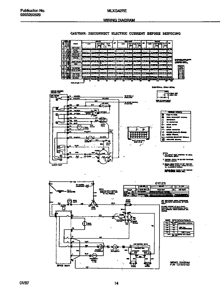 WIRING DIAGRAM Diagram and Parts List for MLXG42REW1  Frigidaire Washer Dryer Combo