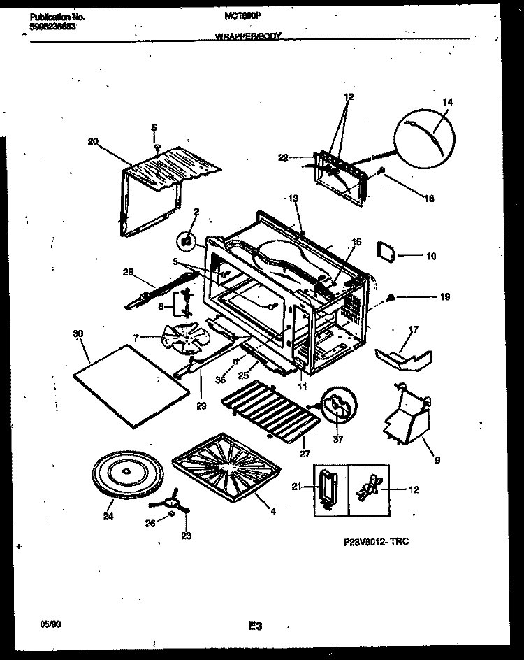 WRAPPER AND BODY PARTS Diagram and Parts List for MCT890P3  Frigidaire Microwave