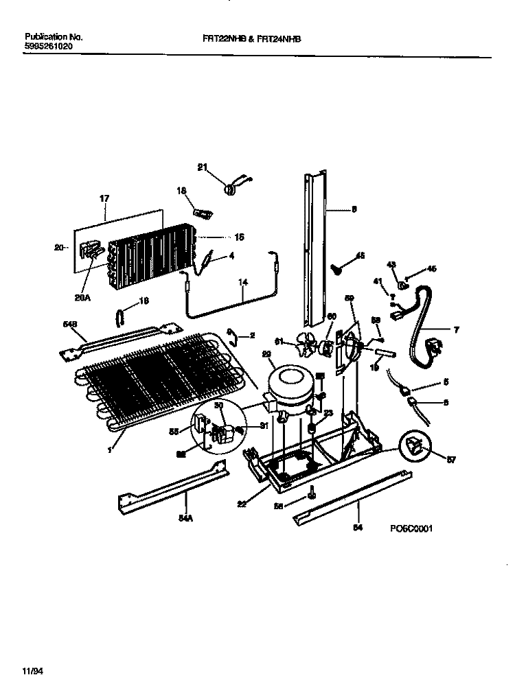 COOLING SYSTEM Diagram and Parts List for FRT24NHBW2  Frigidaire Refrigerator